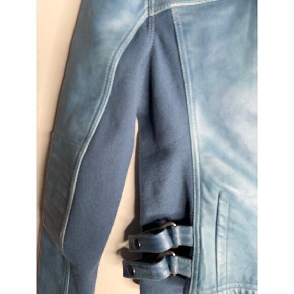 Free People Cora Leather Moto Jacket Size XS Blue NWT $498 - Picture 5 of 6